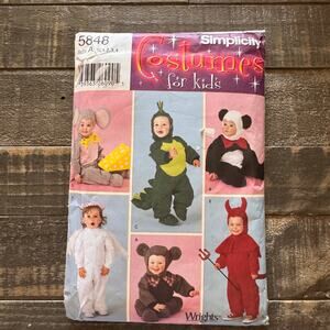 Simplicity Costumes For Kids Pattern Panda, Devil, Angel, Dinosaur CUT Sizes 1-4